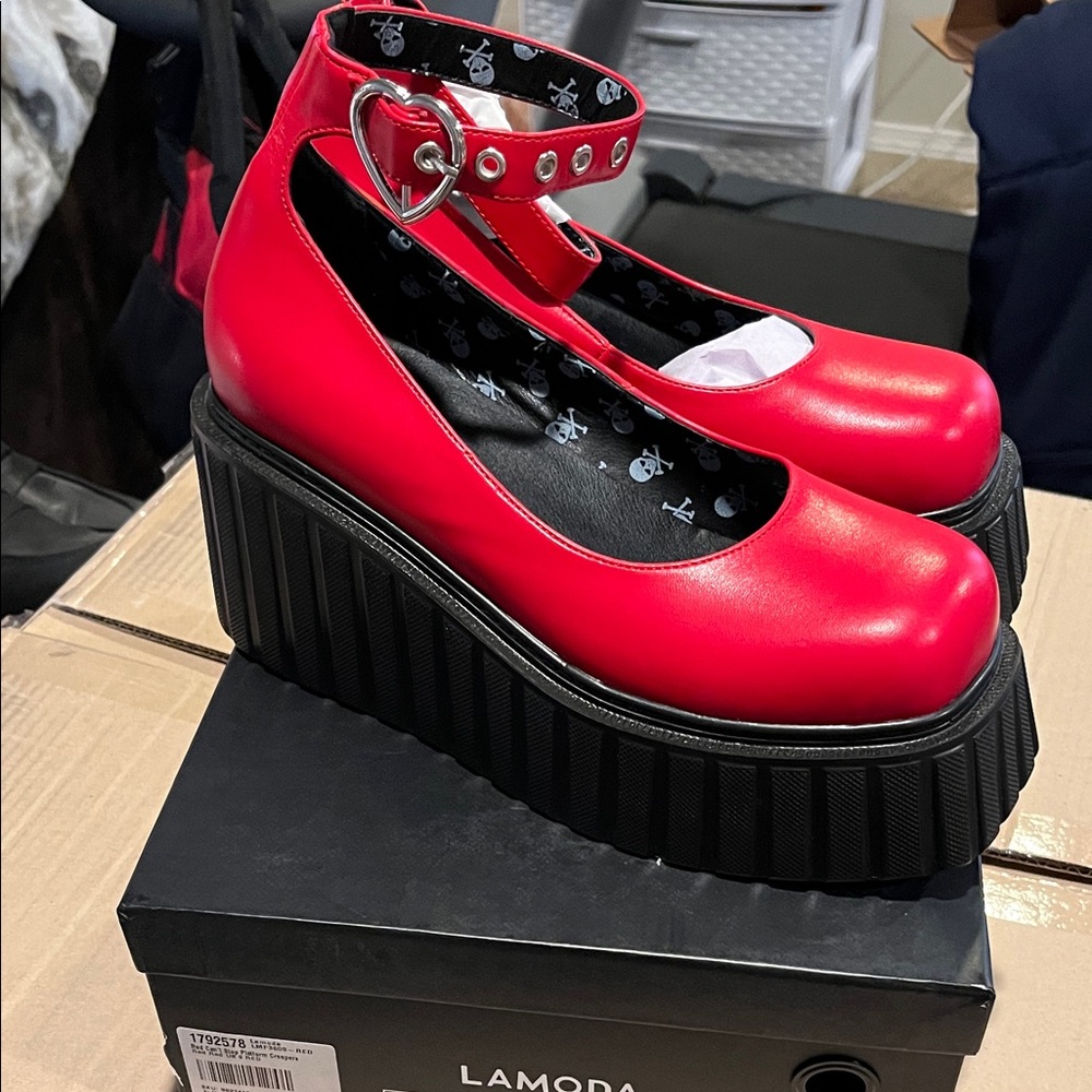 Lamoda Red Platform Mary Jane Shoes